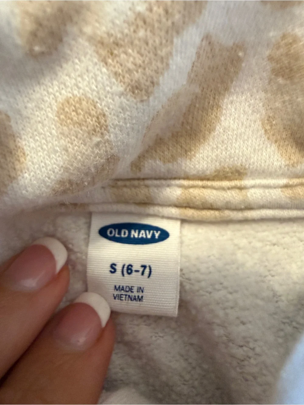 Old Navy Cream Leopard-Print Half-Zip Pullover